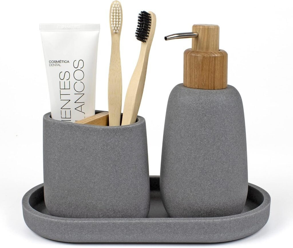 Complementos para cuarto de baño modelo Forest Gris.