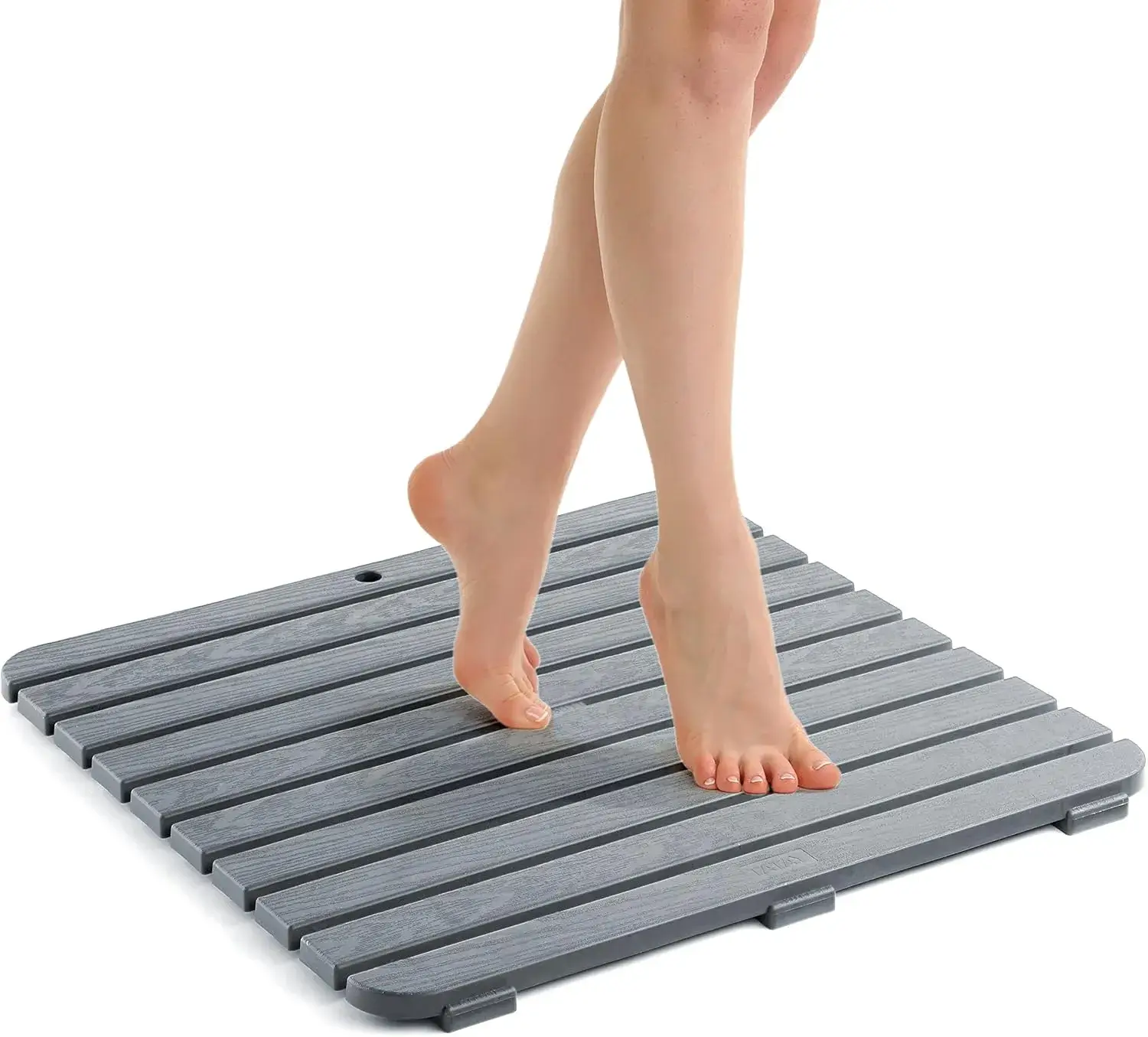 Tarima gris de ducha fabricada en plástico.