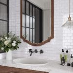 Azulejos adhesivos para baño y cocina blancos.