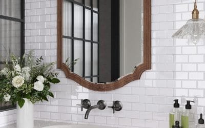 Azulejos adhesivos para baño y cocina blancos.