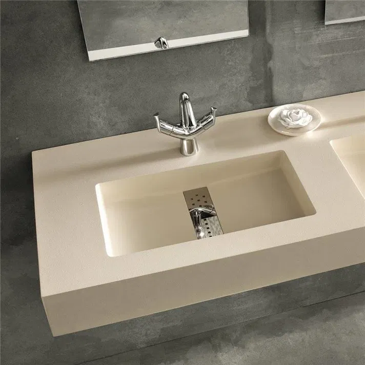 LAVABO RESINA MINERAL Lavabo resina mineral color beige.