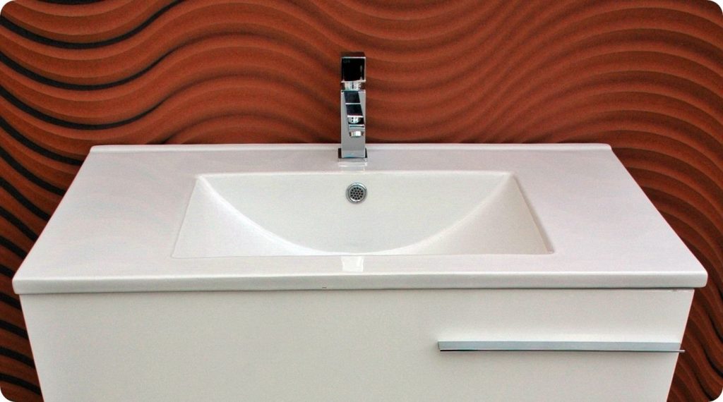 Lavabo integral porcelana blanca.
