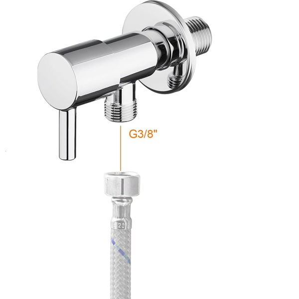 Llave de paro cromada de 3/8`` para WC.