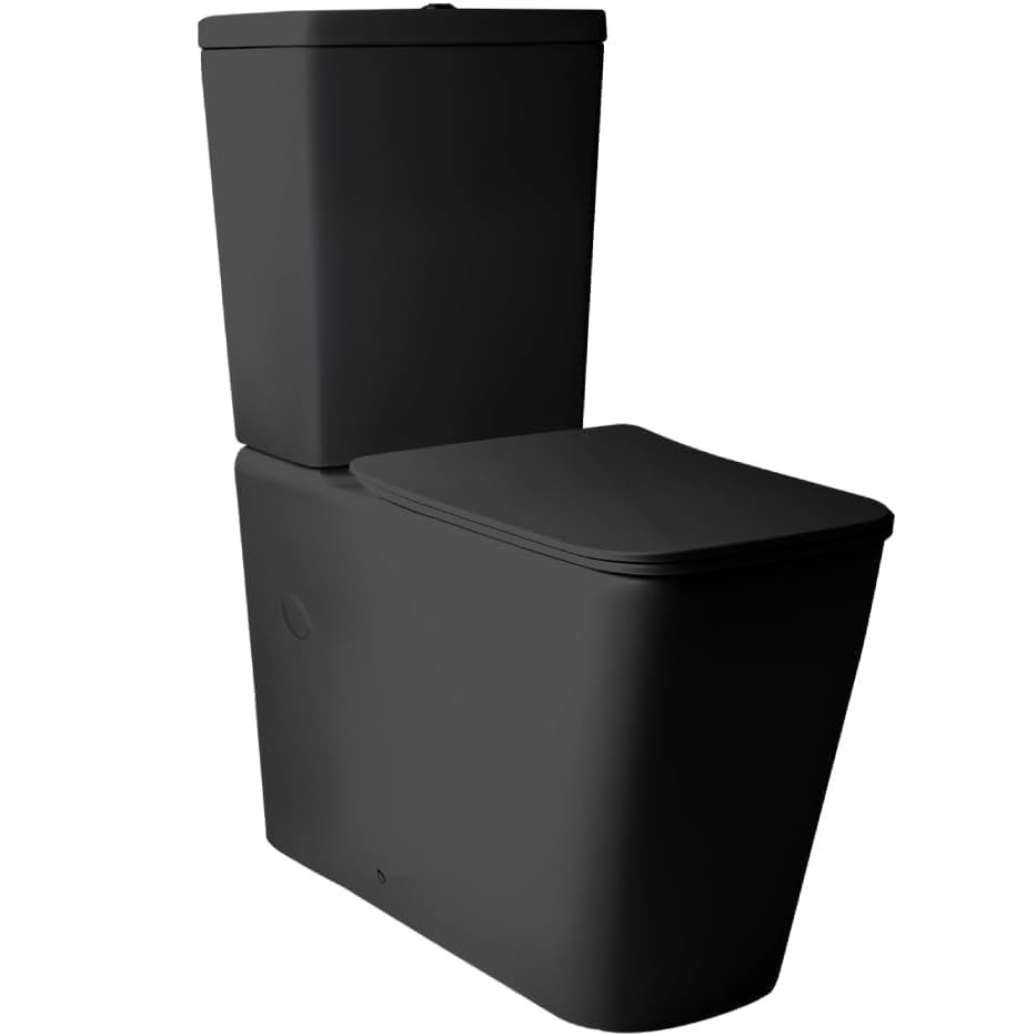 Inodoro compacto negro.