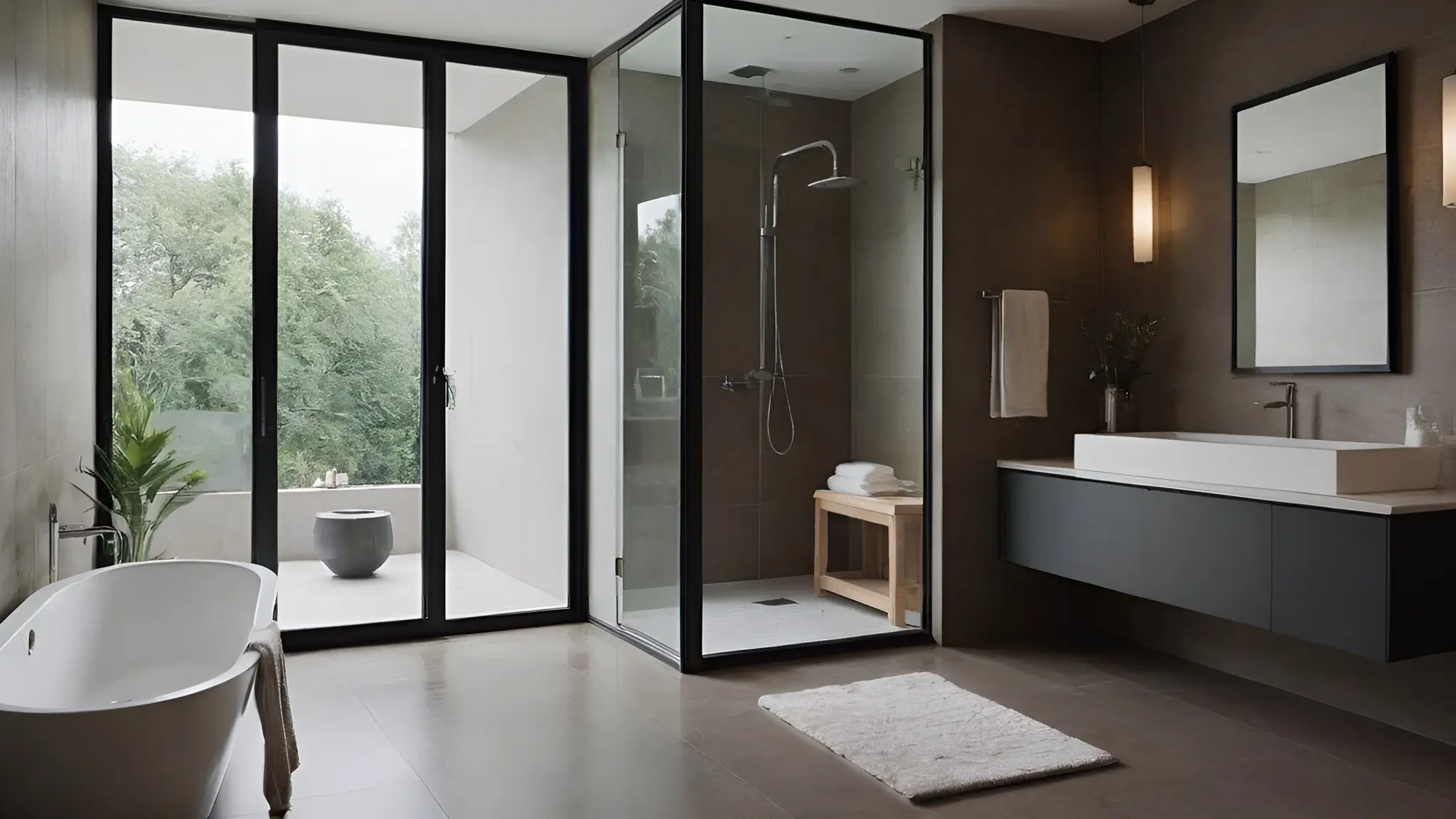 La ducha como punto focal del baño. Decoración.