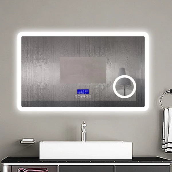 Antivaho Espejo de baño LED 100×60cm，Bluetooth，Lupa.