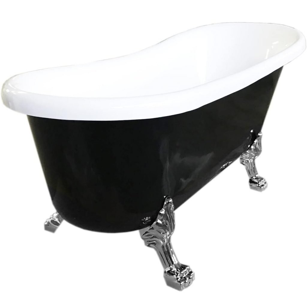 Bañera Independiente Freestanding 170x80cm Tradicional clásica MARGHERITA negro con pies de plata.