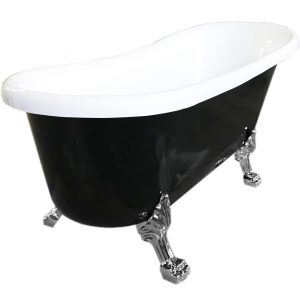 Bañera Independiente Freestanding 170x80cm Tradicional clásica MARGHERITA negro con pies de plata.