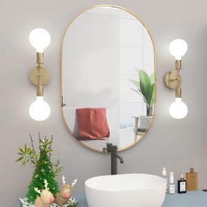 Espejo de Baño Ovalado con Filo Cobre Mod. Neuweaby 50x75 cm. (Reversible).