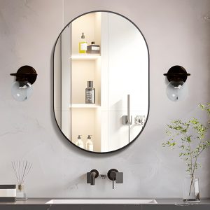 Espejo de Baño Ovalado con Filo Negro Mod. Neuweaby 61x91 cm.