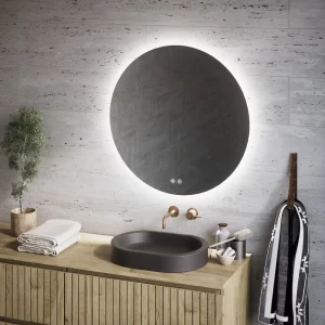 Feel Your Bath Espejo de Baño Redondo con Luz LED Regulable 80cm, Espejo 80 x 80 con Interruptor táctil, Antivaho y Apagado Automático.