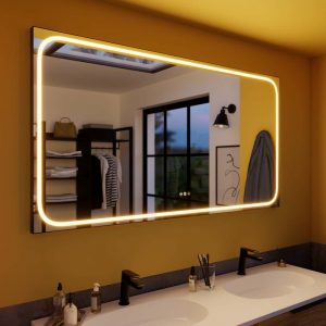 El espejo de baño con luz LED Remix negro con antivaho 150x80cm es el más grande de la gama.