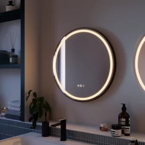 Espejo de baño con luz LED Remix negro con antivaho 60x60 cm.