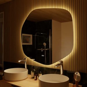 Espejo de baño con luz LED ambiente Modern Meteor con antivaho, táctil 100x90 cm.