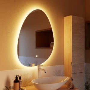 Espejo de baño con luz LED ambiente Modern Pebble 60 cm.