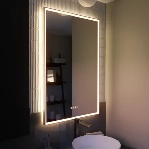 Espejo de baño con luz LED ambiente, frontal, , New Frame con antivaho, táctil 60x90 cm.