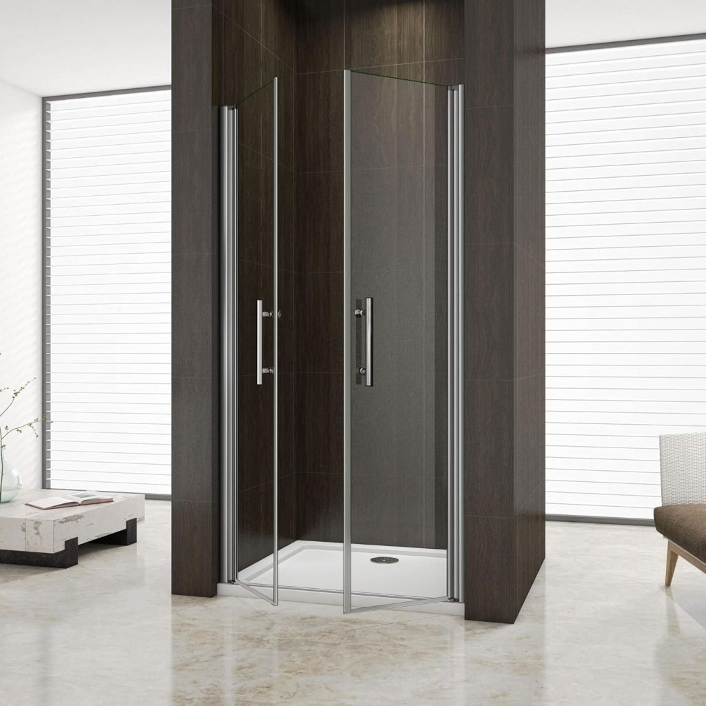 Frontal de Ducha 90 cm. (2 Puertas Abatibles) Cromo Transparente Antical. SEMIABIERTA.