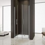 Frontal de Ducha 90 cm. (2 Puertas Abatibles) Cromo Transparente Antical. SEMIABIERTA.