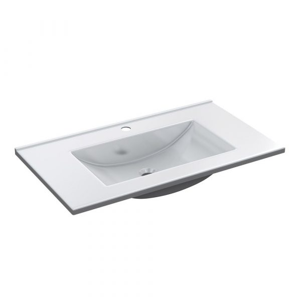 Lavabo blanco en Polimetilmetacrilato (pmma) para muebles de baño 80 cm.