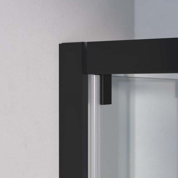 Frontal de Ducha Plegable 90 cm. 1 Puerta Mod. Easy Negro Transparente (Reversible) - Imagen 6