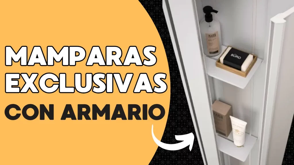 Mamparas de ducha con armario integrado para guardar los geles.