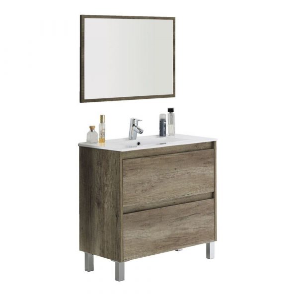 Mueble de baño 80 cm Roble. Mod. Sevilla 2 cajones.