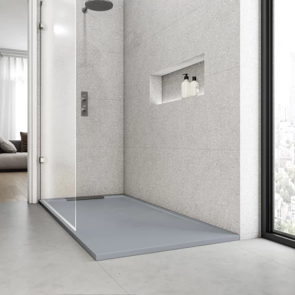 Plato de Ducha 70x90 Modelo Palermo II – Textura Pizarra y Extraplano – Gris (Ral 7040).