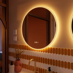 Espejo de baño con luz LED ambiente, frontal Neo Line con antivaho, táctil 60x60cm