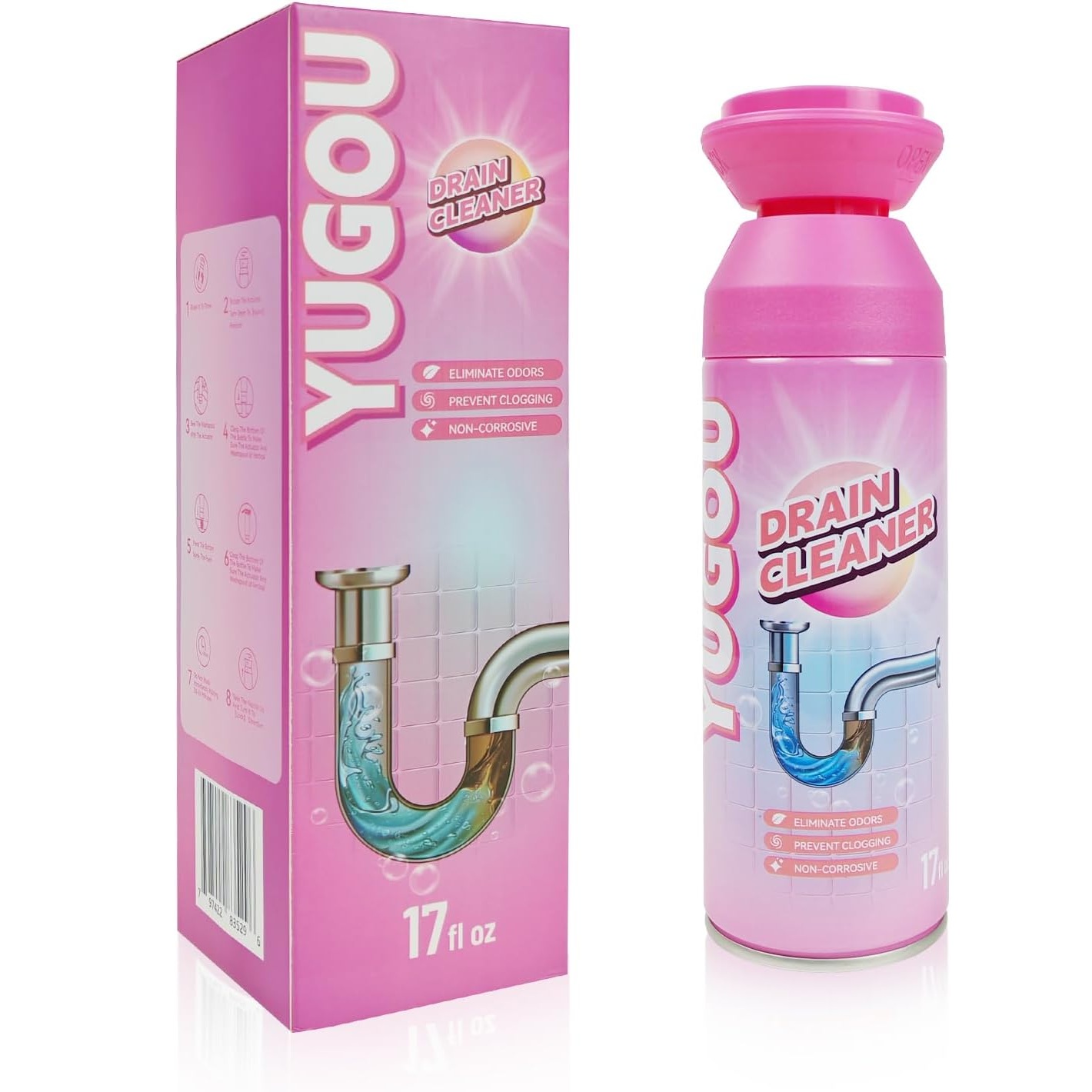 Espuma Rosa para limpiar Rebosaderos de lavabos y fregaderos.