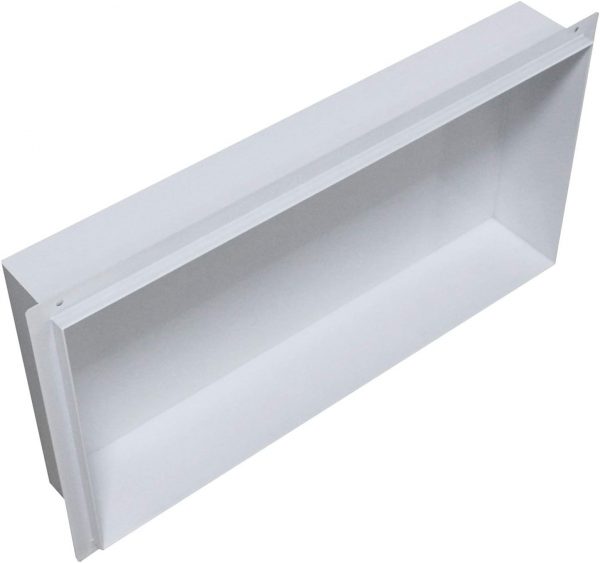 Caja de acero blanco para nichos de ducha prefabricados.