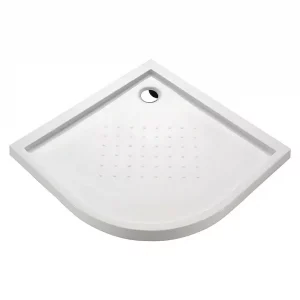 Plato de ducha acrílico de corte semicircular de 80 x 80 cm.