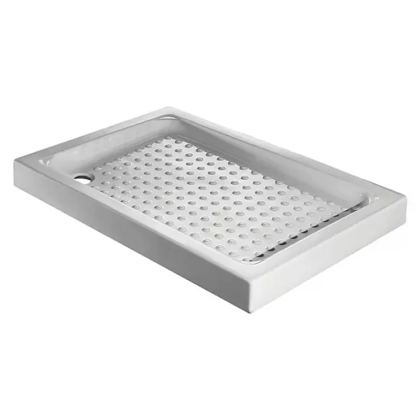 Plato de ducha de porcelana blanca modelo White blanco de 70 x 100 cm.