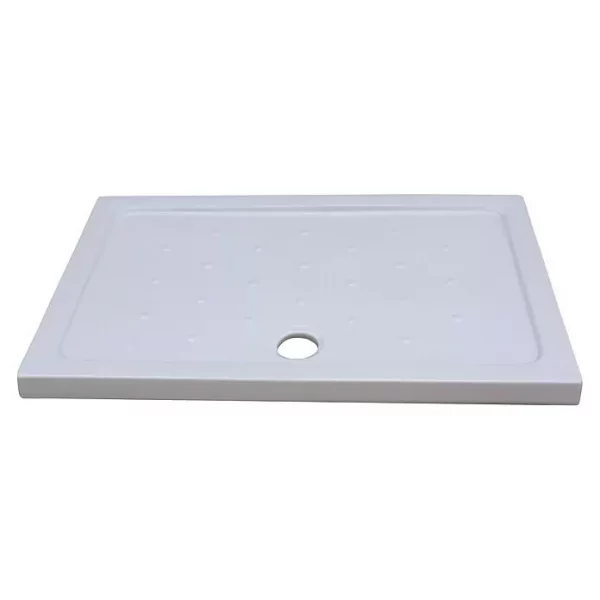 Plato de ducha de porcelana blanca modelo White blanco de 90 x 72 cm.