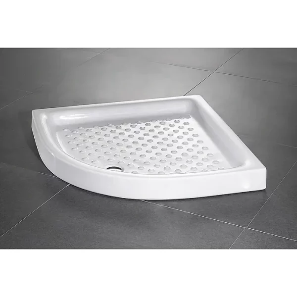 Plato de ducha porcelana de corte semicircular de 80 x 80 cm.