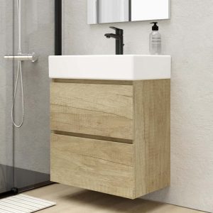 Mueble de baño + lavabo Mod. Espacio L. Acabado Olmo Mate 60x35cm