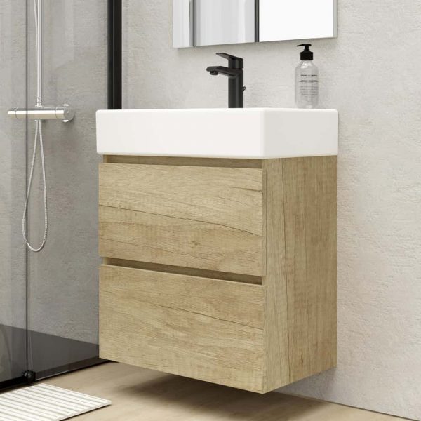 Mueble de baño + lavabo Mod. Espacio L. Acabado Olmo Mate 60x35cm