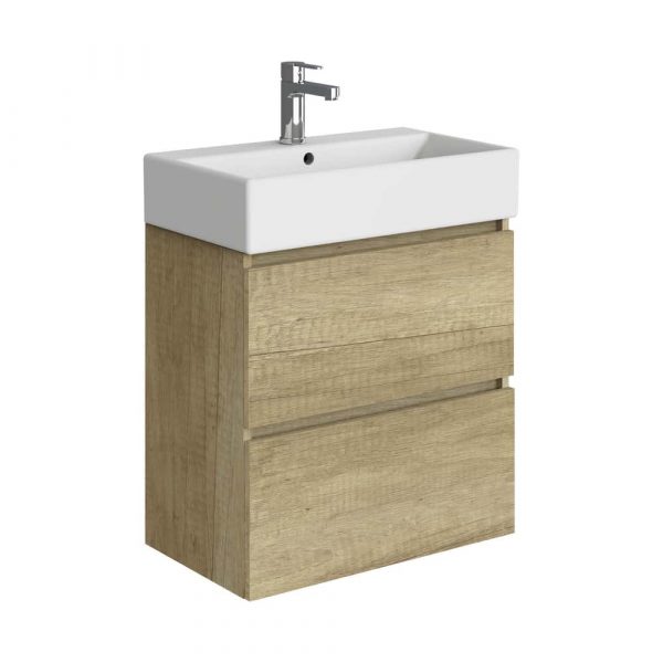 Mueble de baño + lavabo Mod. Espacio L. Acabado Olmo Mate 60x35cm - Imagen 2