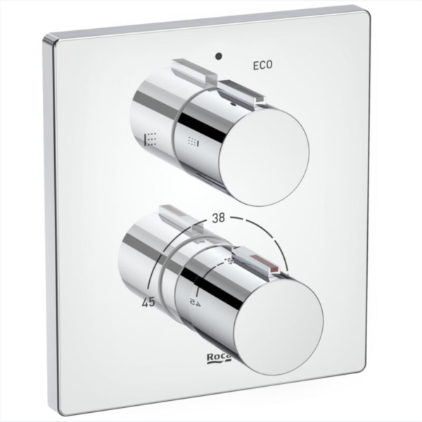 Grifería T-2000 Square de Roca. Sistema Termostático ducha.