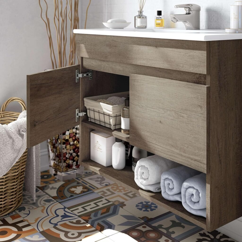Mueble de Baño 1 Hueco de Almacenamiento y 2 Puertas.