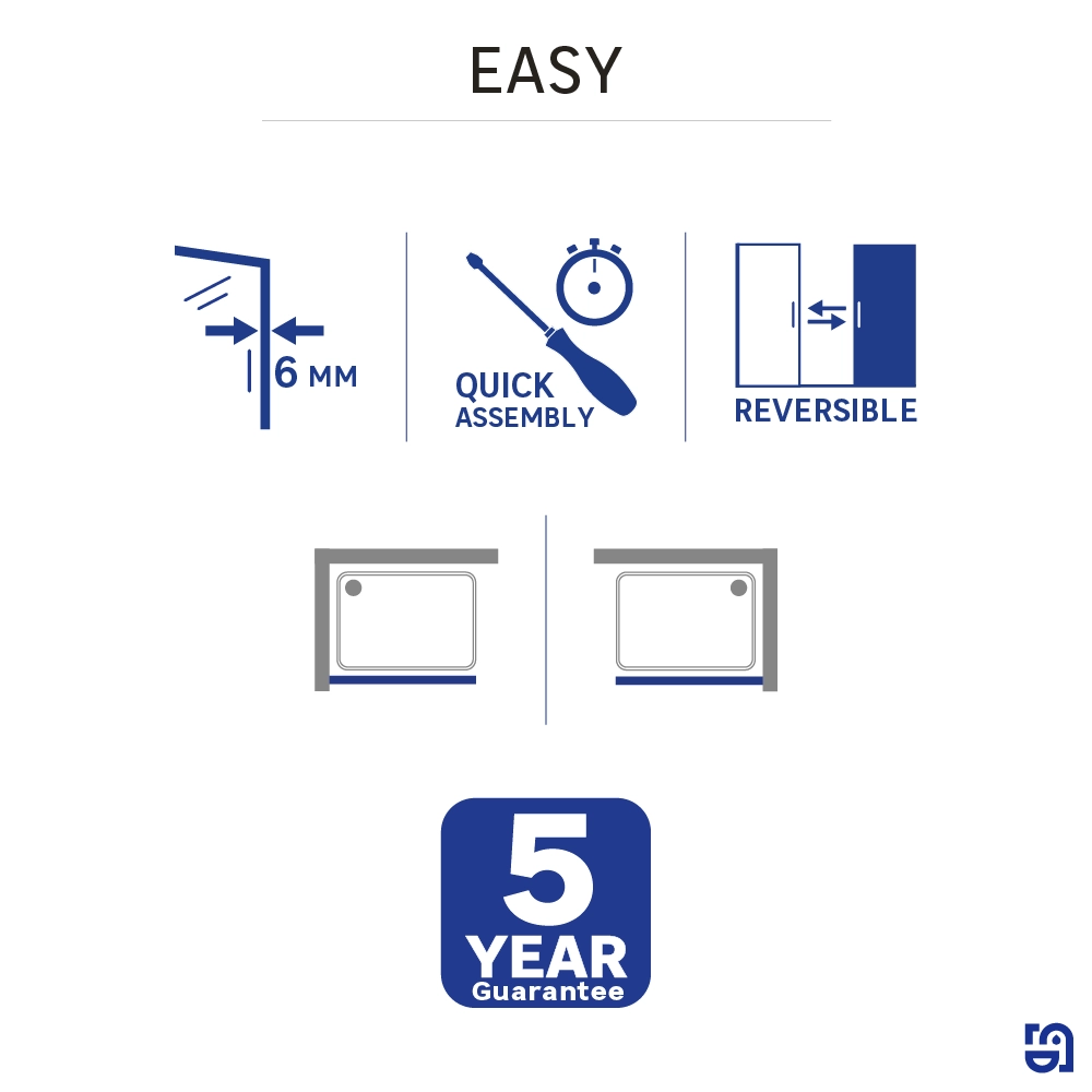 Fijo de Ducha 80 cm. Mod. Easy Cromo / Vidrio Serigrafiado 6 mm Antical (Reversible) - Imagen 5