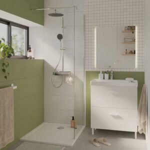 Fijo de Ducha 70 cm. Mod. Easy Cromo / Vidrio Transparente 6 mm Antical (Reversible)